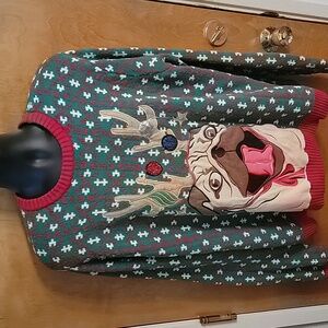 Blizzard Bay Ugly Christmas Sweater Bulldog Reindeer Size XXL